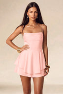Seraphina Satin Layered Mini Homecoming Dress