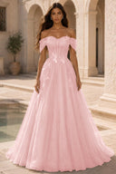Isolde Off-Shoulder Corset Tulle Ballgown