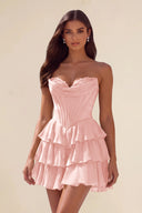 Ivy Strapless Corset Tiered Ruffle Mini Dress