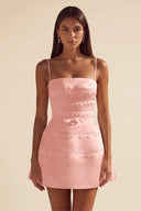 Ivy Satin Tiered Lace Mini Dress