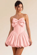 Primrose Bow Strapless Corset Bubble Mini Dress