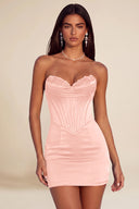 Athena Strapless Satin Corset Mini Dress