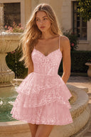 Seraphina Lace Tiered Ruffle Homecoming Dress