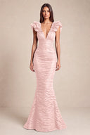 Cleopatra Deep V-Neck Ruched Mermaid Evening Gowns