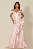 Aurora Textured Metallic Mermaid Evening Party Dress