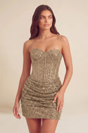 Cleopatra Sequin Strapless Corset Mini Party Dress