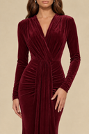 Charlotte V-Neck Ruched Velvet Bridesmaid Gown