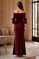 Graceful Off-Shoulder Velvet Mother-of-the-Bride Mermaid Gown
