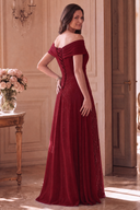 Elodie Mother of the Bride Off-Shoulder Beaded Chiffon Gown