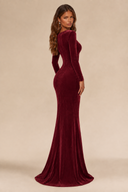 Charlotte V-Neck Ruched Velvet Bridesmaid Gown