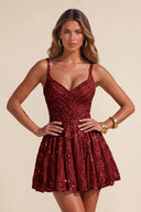 Piper Sequin A-line Mini Homecoming Dress