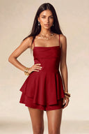 Seraphina Satin Layered Mini Homecoming Dress