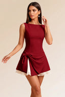 Loveland Boat Neck Bow Mini Dress