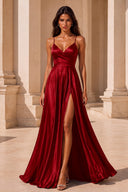 Clara Satin Spaghetti Strap Prom Dress