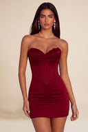 Athena Strapless Satin Corset Mini Dress