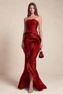 Celestia Mermaid Ruffle High Front Slit Maxi Dress