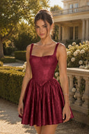 Elowen Glitter Square Neck Homecoming Mini Dress