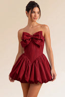 Primrose Bow Strapless Corset Bubble Mini Dress