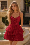Seraphina Lace Tiered Ruffle Homecoming Dress