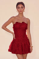 Seraphina 3D Floral Strapless Ruffle Mini Dress