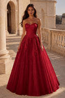 Liora Glitter Tulle Strapless Prom Gown