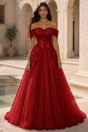 Isolde Off-Shoulder Corset Tulle Ballgown