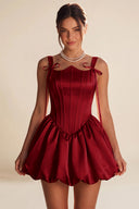 Marigold Satin Bow Strap Corset Mini Party Dress