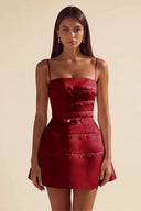 Ivy Satin Tiered Lace Mini Dress