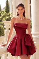 Marigold Strapless Satin Mini Homecoming Dress