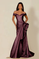 Aurora Textured Metallic Mermaid Evening Party Dress
