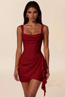 Liora Cowl Neck Corset Asymmetrical Mini Dress