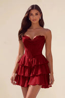 Ivy Strapless Corset Tiered Ruffle Mini Dress