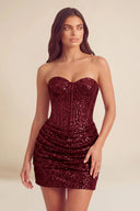 Cleopatra Sequin Strapless Corset Mini Party Dress