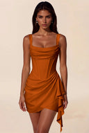 Liora Cowl Neck Corset Asymmetrical Mini Dress