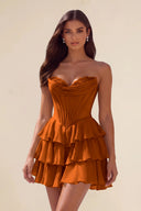 Ivy Strapless Corset Tiered Ruffle Mini Dress