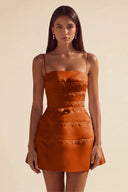 Ivy Satin Tiered Lace Mini Dress