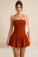 Hattie Halter Ruched Bubble Hem Mini Dress