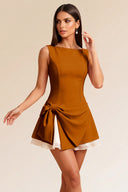Loveland Boat Neck Bow Mini Dress