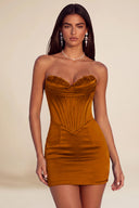 Athena Strapless Satin Corset Mini Dress