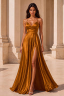 Clara Satin Spaghetti Strap Prom Dress