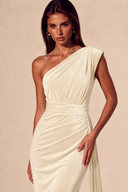 Amara Ruched One-Shoulder Velvet Bridesmaid Dress