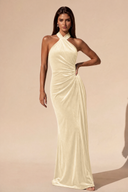 Colette Velvet Halter Backless Bridesmaid Dress