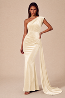 Amara Ruched One-Shoulder Velvet Bridesmaid Dress