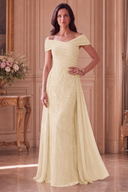 Elodie Mother of the Bride Off-Shoulder Beaded Chiffon Gown