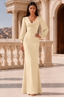 Liliana Chiffon Cowl Neck Puff Sleeve Bridesmaid Dress