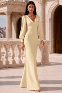 Liliana Chiffon Cowl Neck Puff Sleeve Bridesmaid Dress