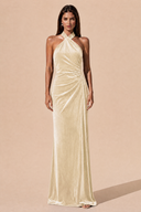 Colette Velvet Halter Backless Bridesmaid Dress