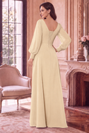 Evelyn V-Neck Long Sleeve Chiffon Mother of the Bride Dress