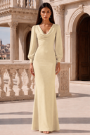 Liliana Chiffon Cowl Neck Puff Sleeve Bridesmaid Dress