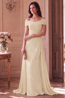 Elodie Mother of the Bride Off-Shoulder Beaded Chiffon Gown